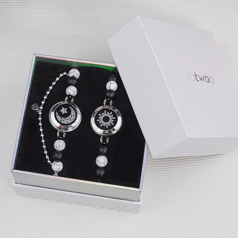 Sun&Moon Smart-Armbänder mit Howlith und Achat Perlen