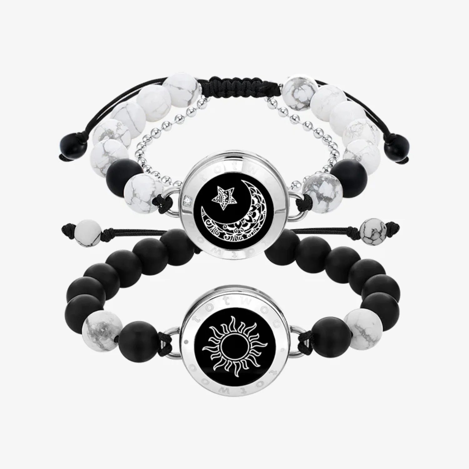 Sun&Moon Smart-Armbänder mit Howlith und Achat Perlen